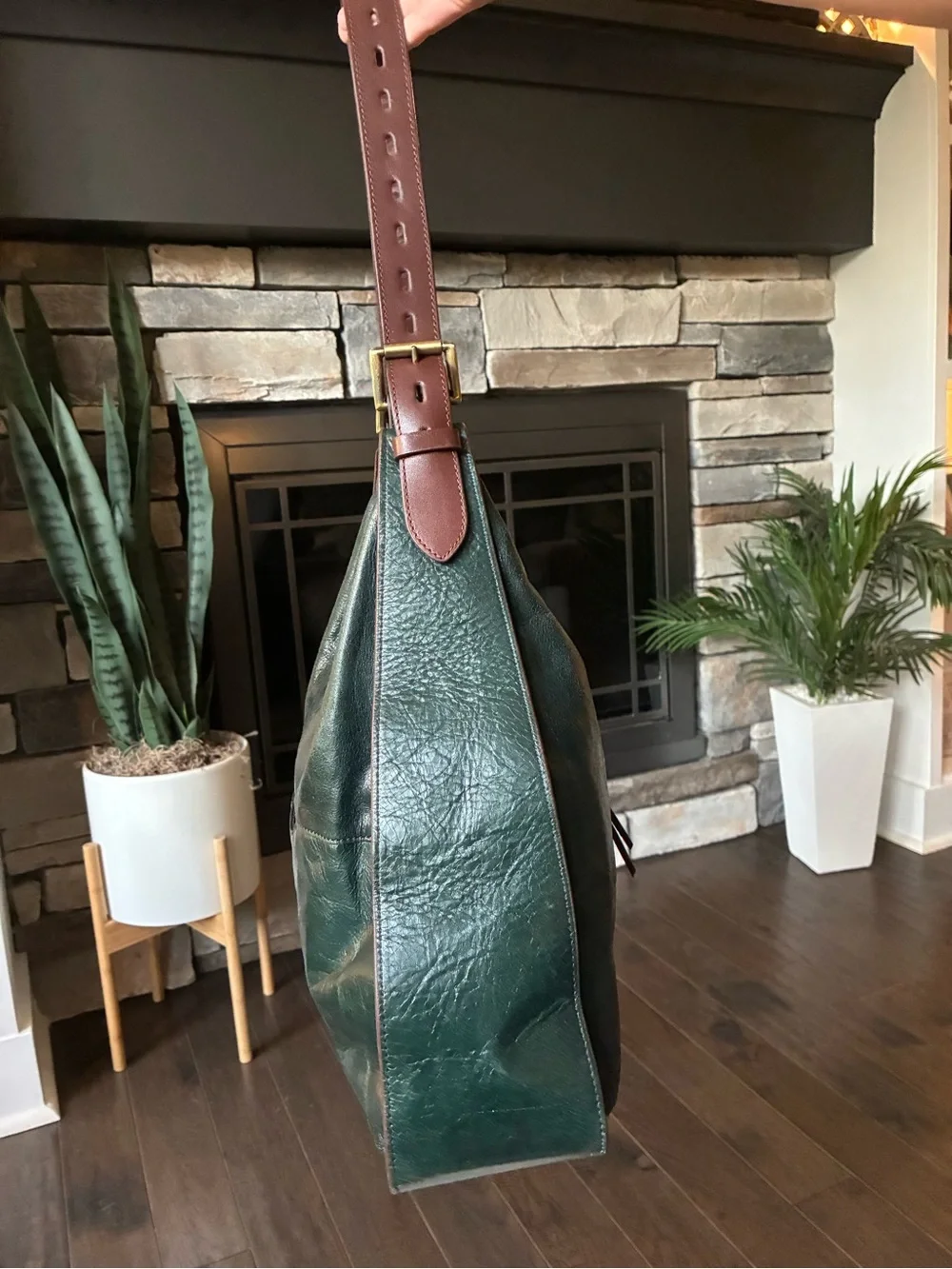 Hobo Marley Leather Shoulder Hobo Bag Deep Green